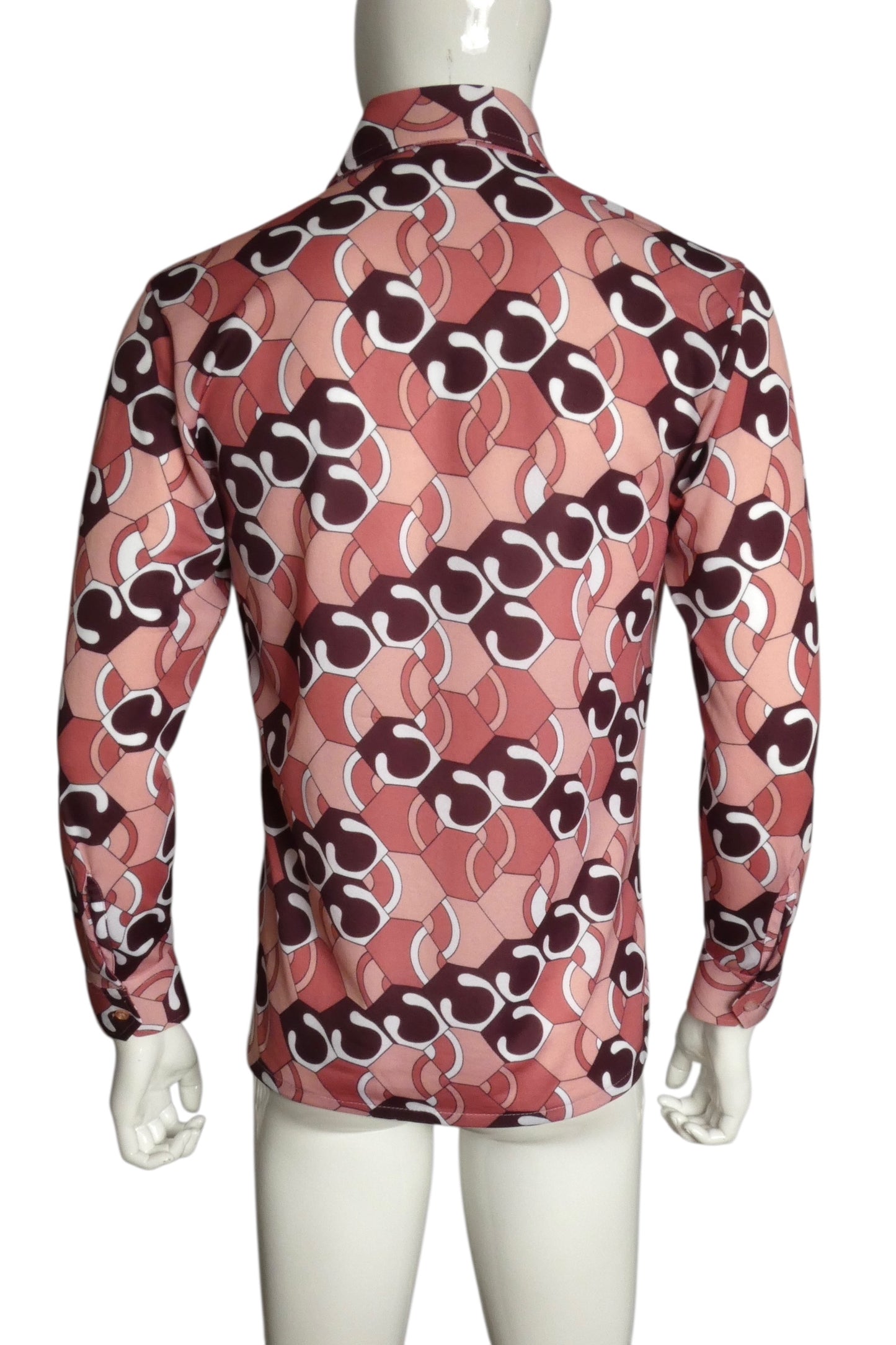 1970s Multi Color Disco L/S Shirt, Size Medium