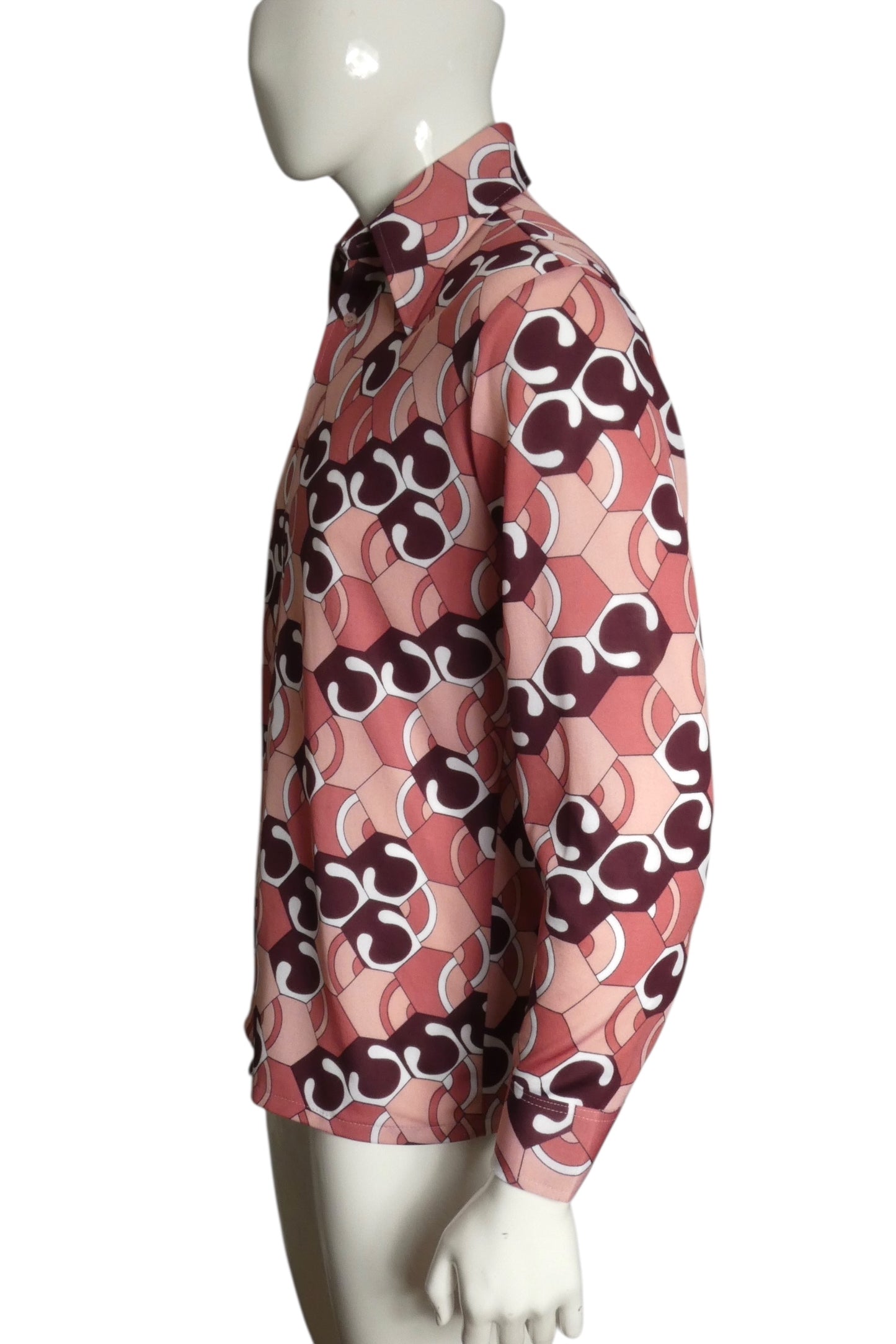 1970s Multi Color Disco L/S Shirt, Size Medium