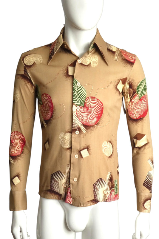 1970s Multi Color L/S Disco Shirt, Size Medium