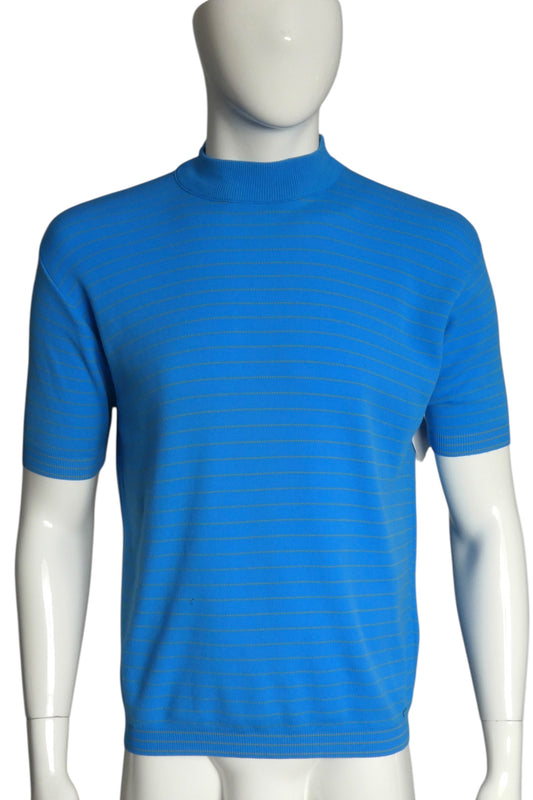 1960s Blue Stripe S/S Shirt, Size Large