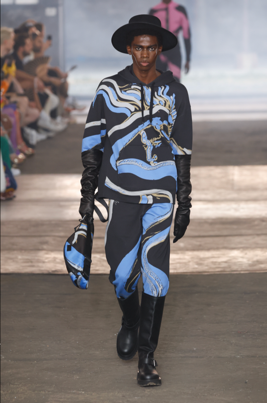 MOSCHINO COUTURE- NWT 2023 Printed Cotton Joggers, Size 2XL