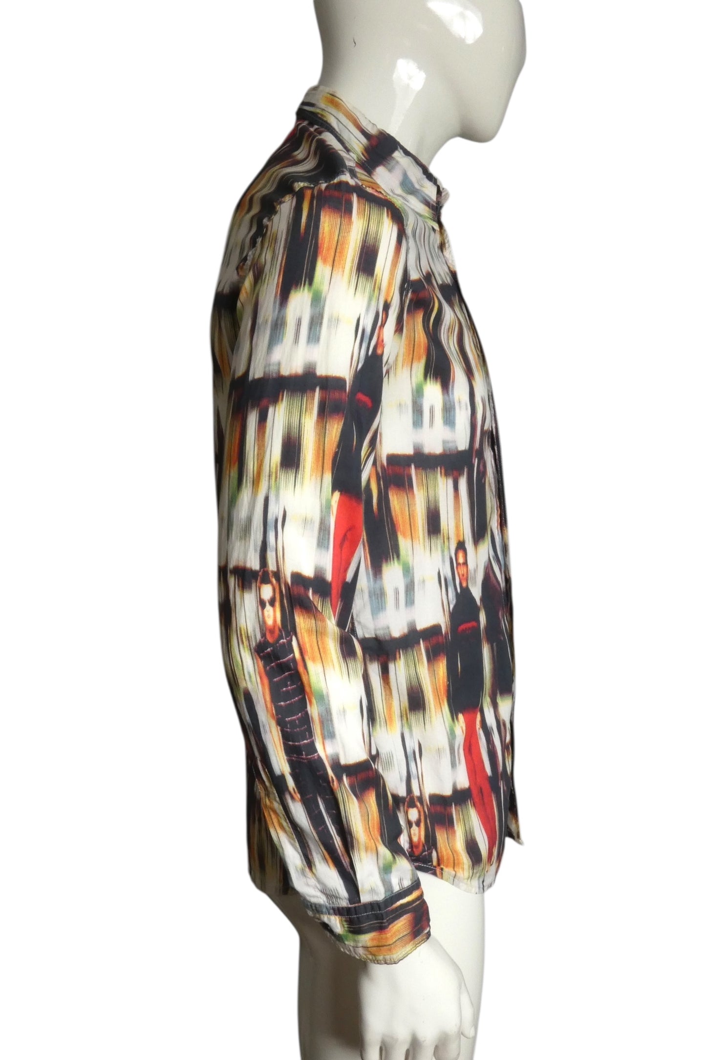 MOSCHINO JEANS- Runway Print L/S Shirt, Size Large