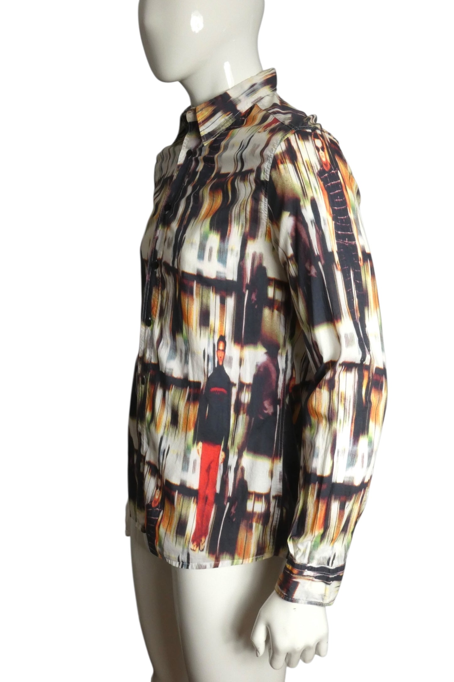 MOSCHINO JEANS- Runway Print L/S Shirt, Size Large