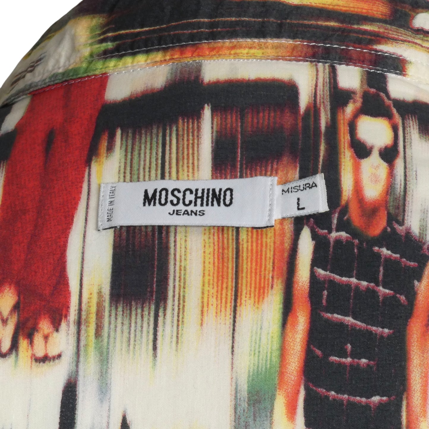 MOSCHINO JEANS- Runway Print L/S Shirt, Size Large