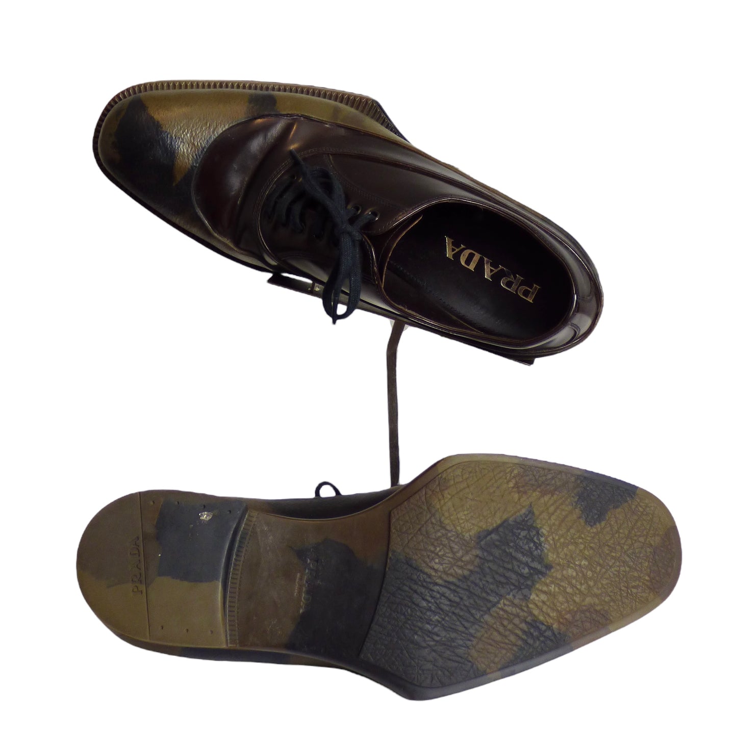 PRADA- Camo Leather & Rubber Brogues, Size 8 1/2