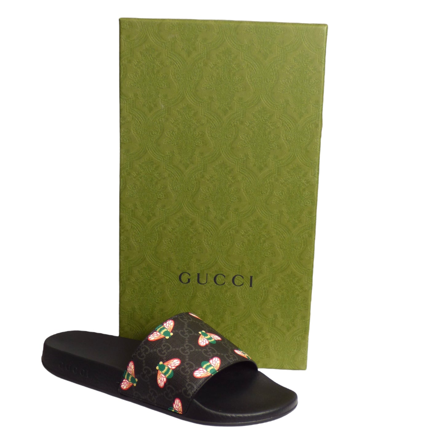 GUCCI- NIB Supreme H2O Bee Multi Black Sandal, Multiple Sizes Available