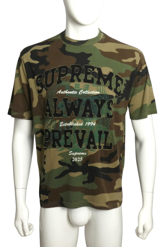 SUPREME- NWT 2025 Camo "ALWAYS PREVAIL" Graphic T-Shirt, Size Medium