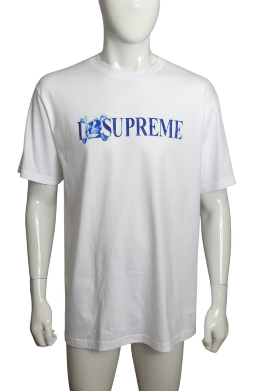 SUPREME- NWT 2025 White Graphic Print Skull T-Shirt, Size Large