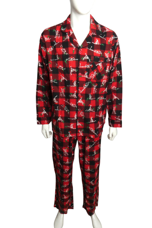 SUPREME- NWT 2025 Flannel Holiday Skeleton Pajamas, Size Large