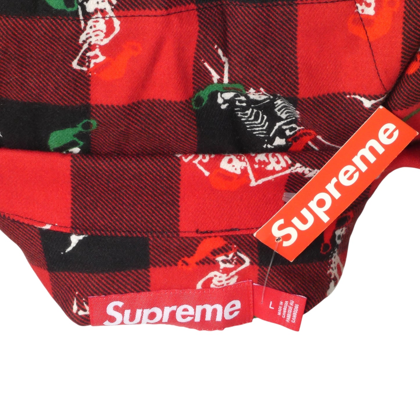 SUPREME- NWT 2025 Flannel Holiday Skeleton Pajamas, Size Large