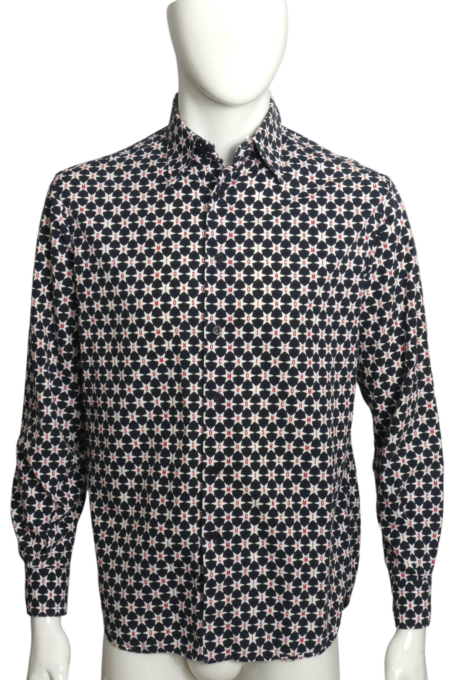 MOSCHINO JEANS- 2000s Star Print Cotton L/S Shirt, Size Medium