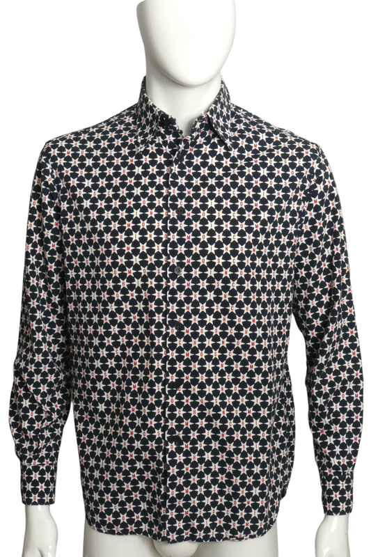 MOSCHINO JEANS- 2000s Star Print Cotton L/S Shirt, Size Medium