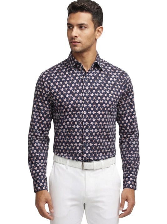 Cotton Star Print Shirt, Size Medium