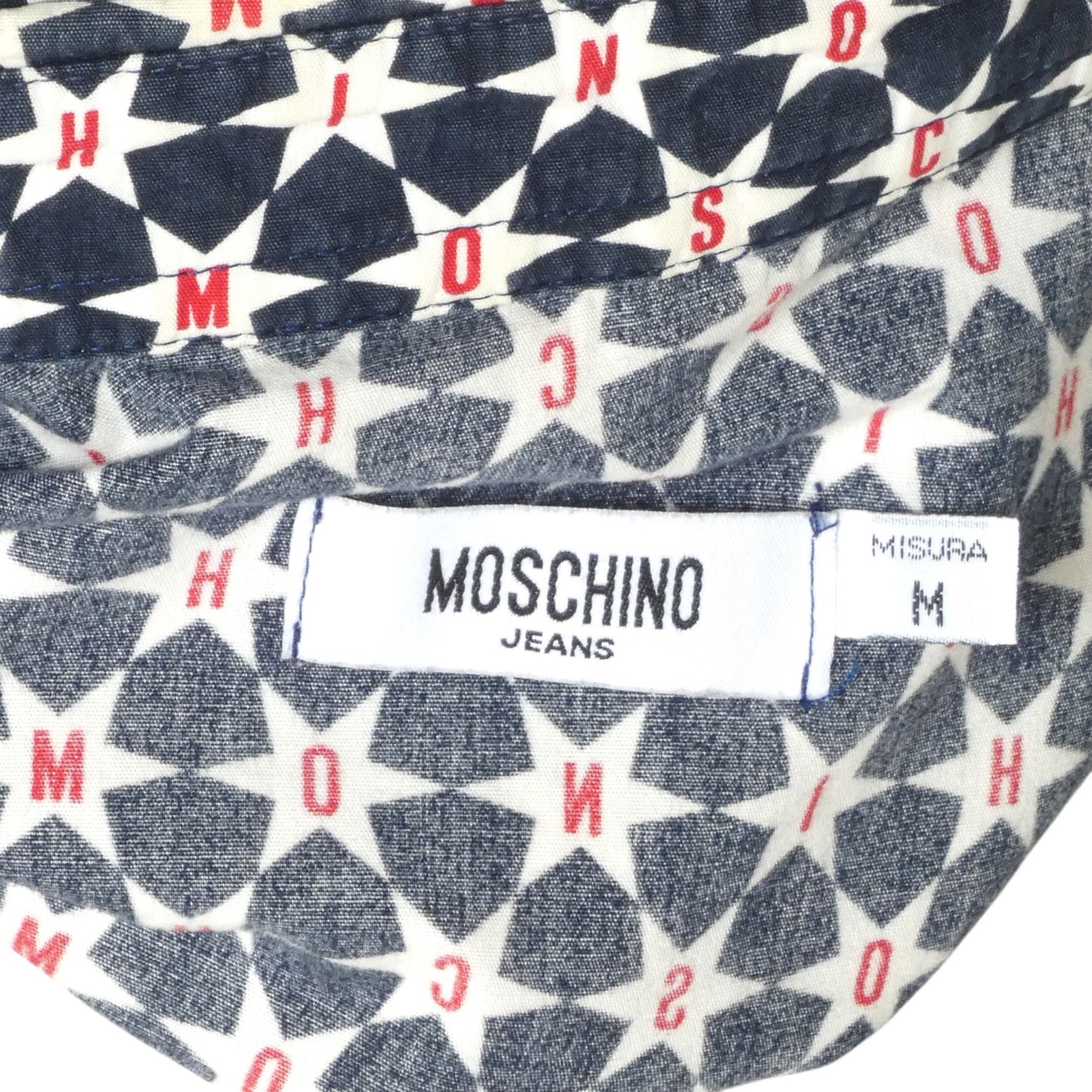 MOSCHINO JEANS- 2000s Star Print Cotton L/S Shirt, Size Medium