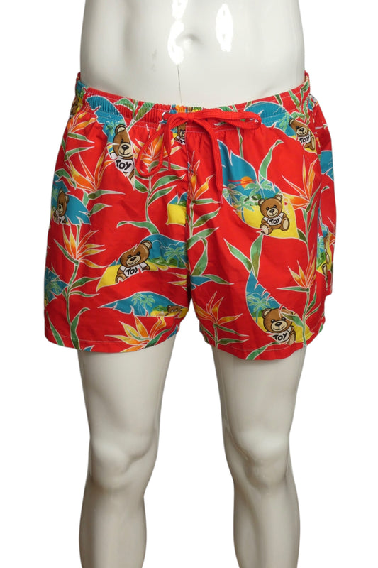 MOSCHINO SWIM- Multi Color Teddy Bear Swim Trunks, Size Large