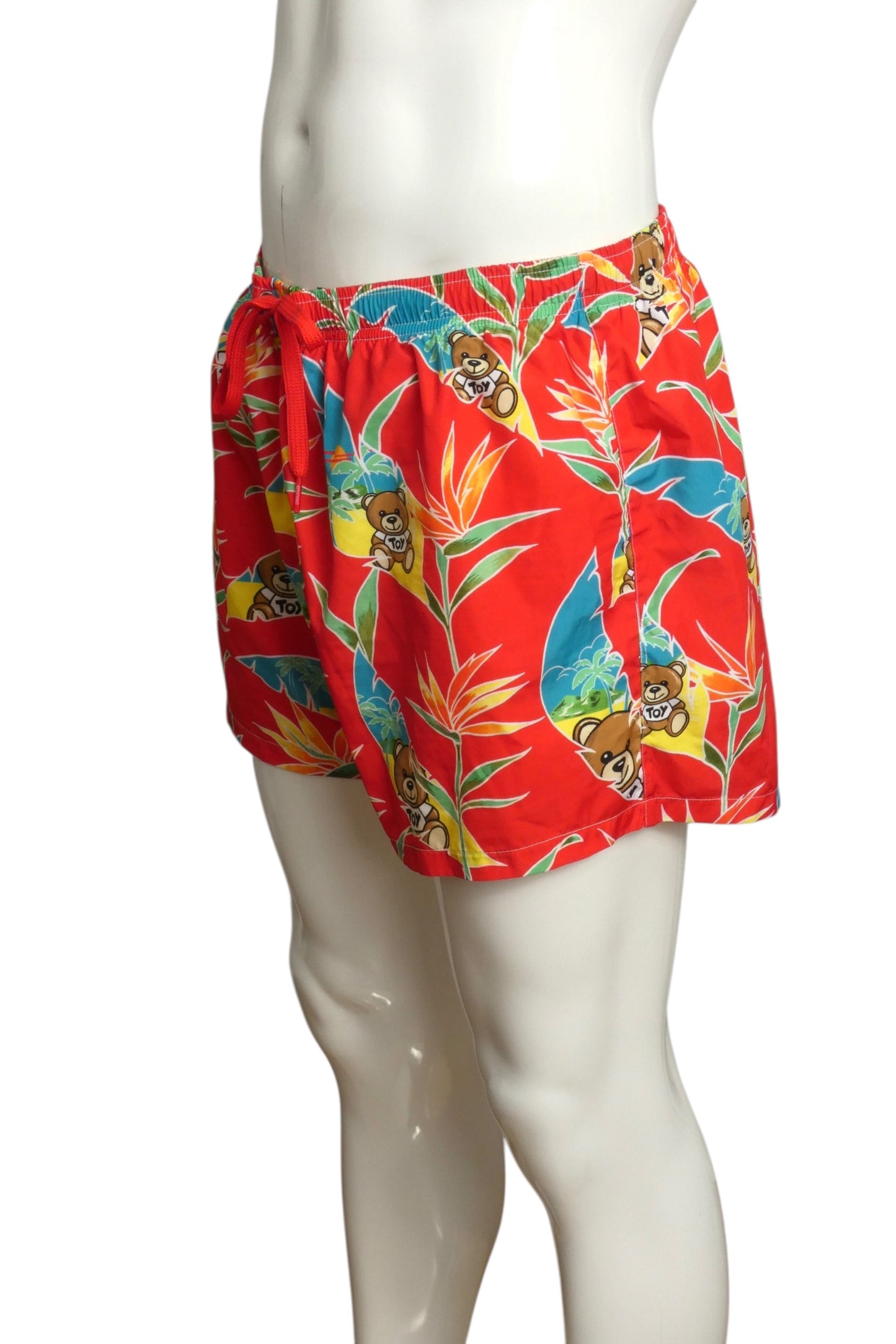 MOSCHINO SWIM- Multi Color Teddy Bear Swim Trunks, Size Large