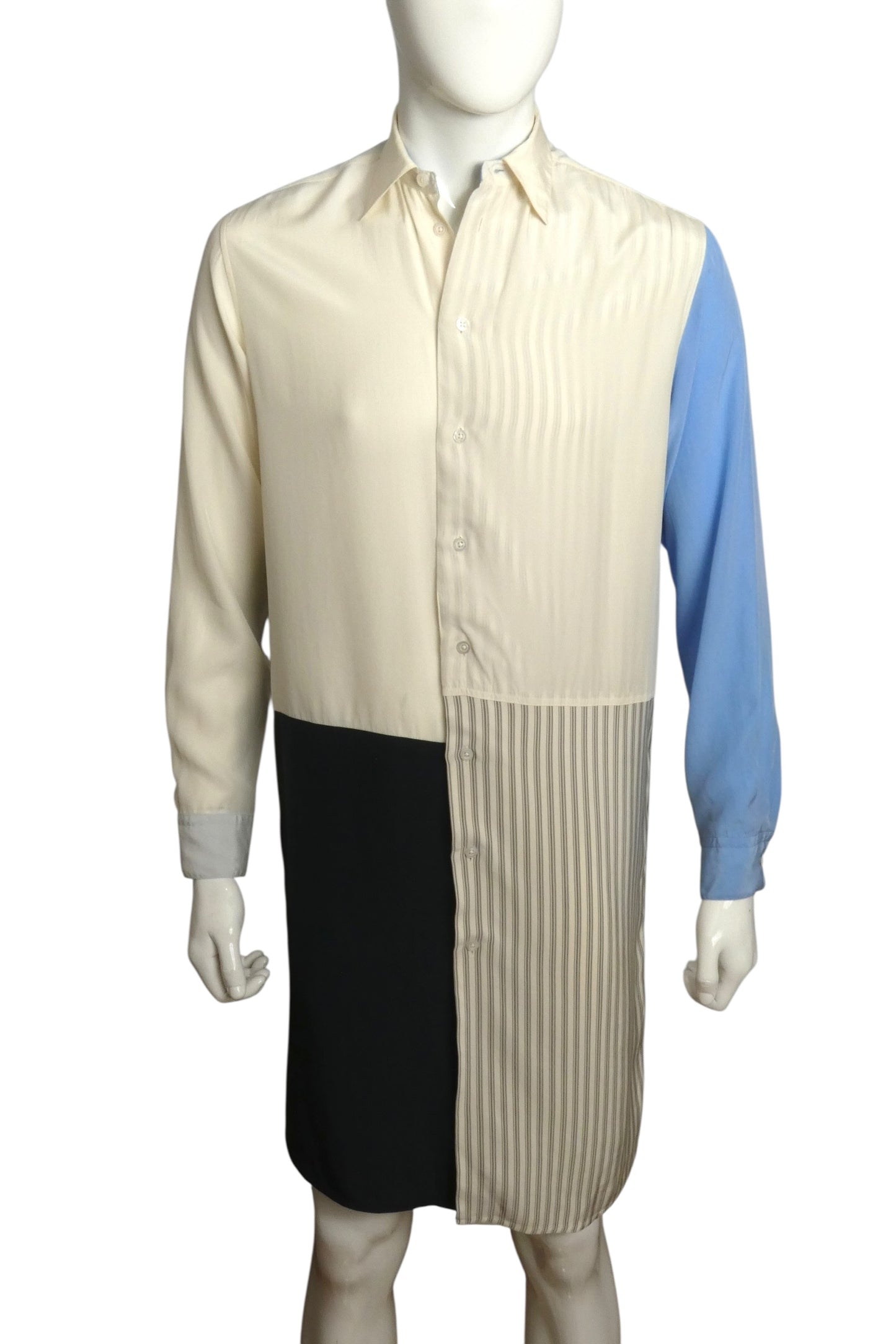 JIL SANDER- 2019 Colorblock Silk L/S Tunic Shirt, Size Small