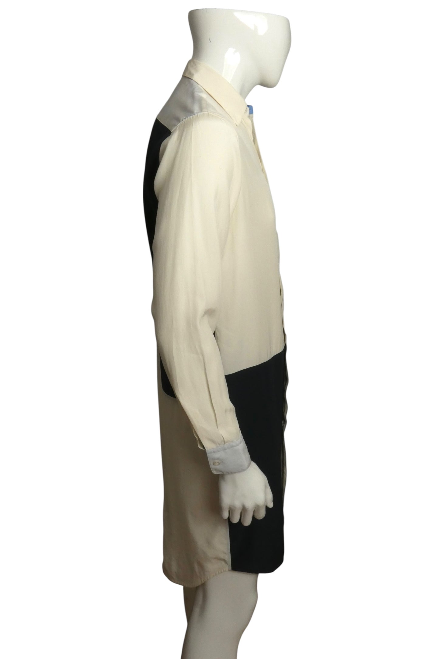 JIL SANDER- 2019 Colorblock Silk L/S Tunic Shirt, Size Small