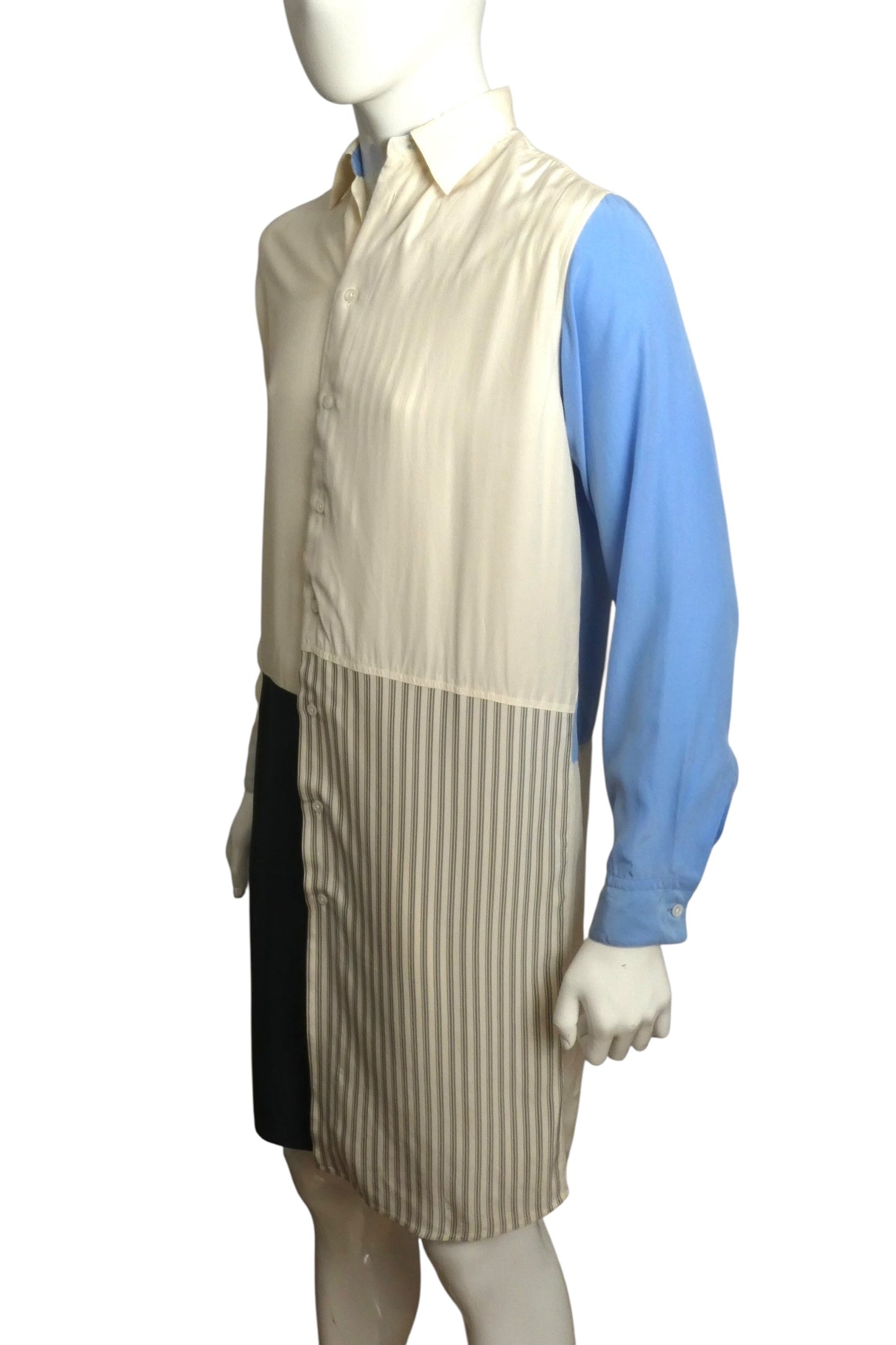 JIL SANDER- 2019 Colorblock Silk L/S Tunic Shirt, Size Small