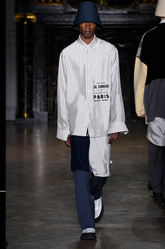 JIL SANDER- 2019 Colorblock Silk L/S Tunic Shirt, Size Small