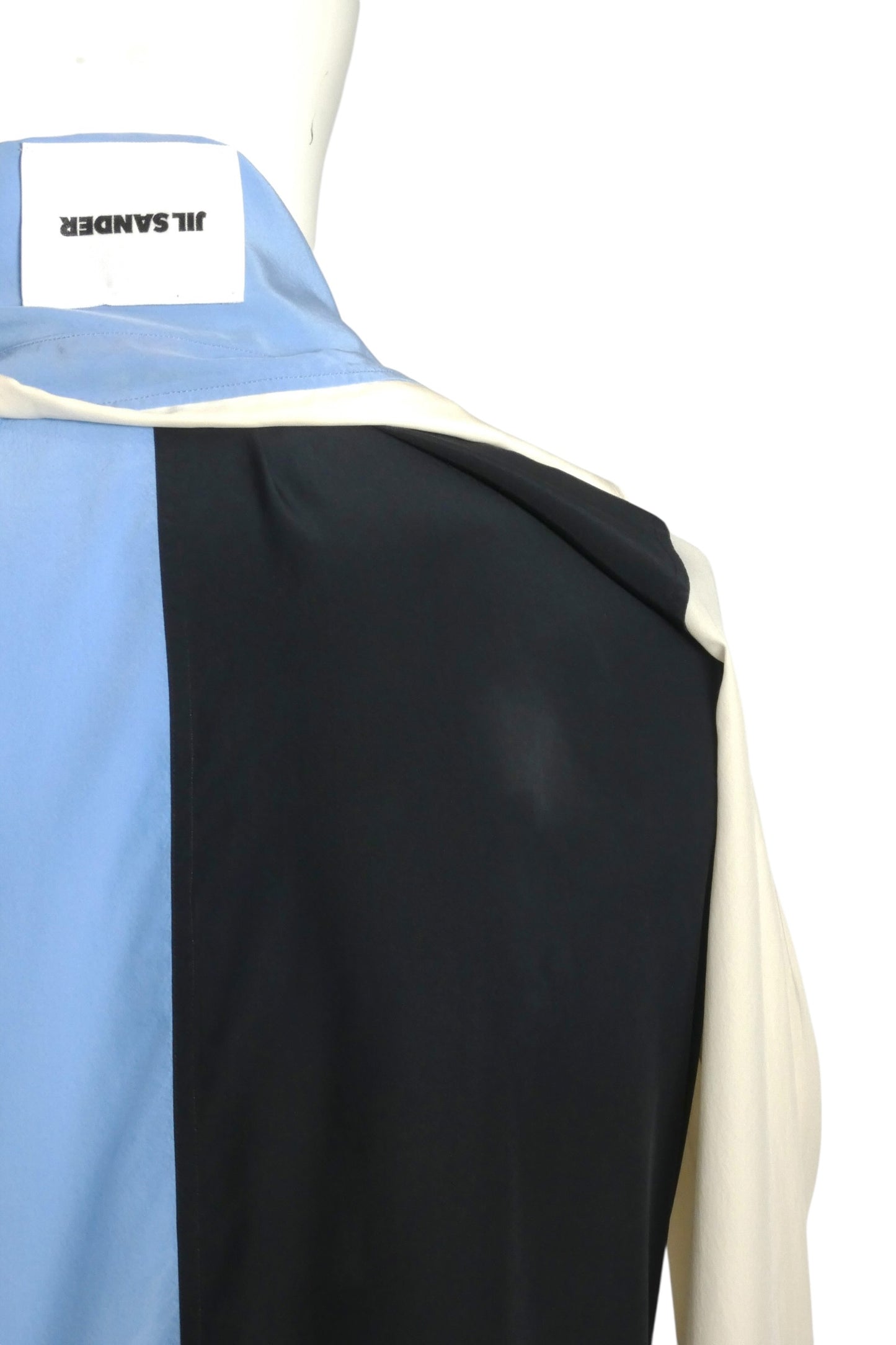 JIL SANDER- 2019 Colorblock Silk L/S Tunic Shirt, Size Small
