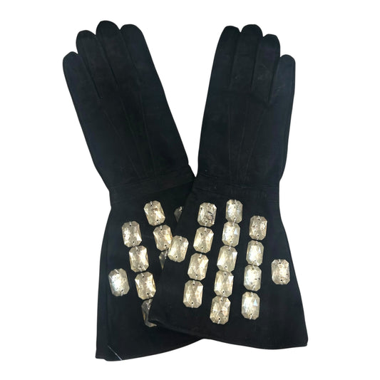 1990s Jeweled Suede Gauntlet Gloves
