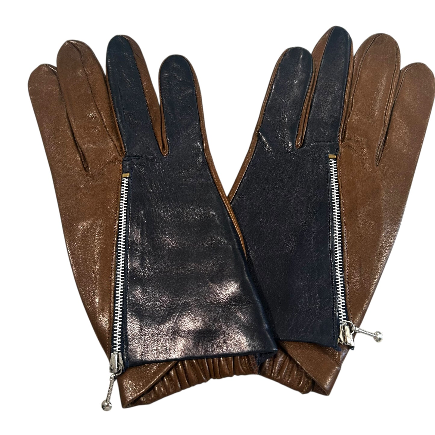 1990s Leather Zipper Gloves, Size 9