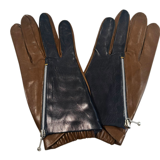 1990s Leather Zipper Gloves, Size 9