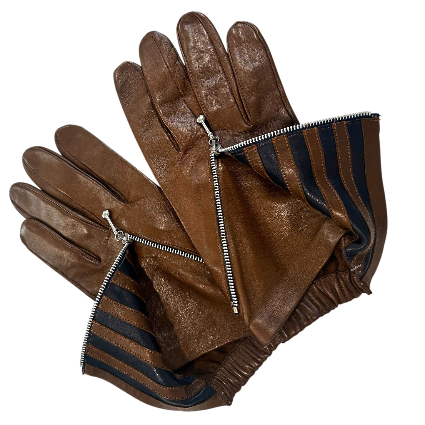 1990s Leather Zipper Gloves, Size 9