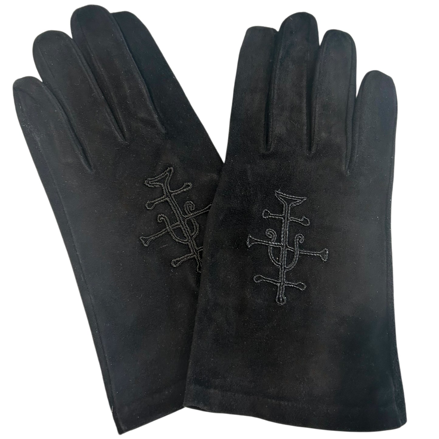 1990s Embroidered Suede Gloves, Size 9