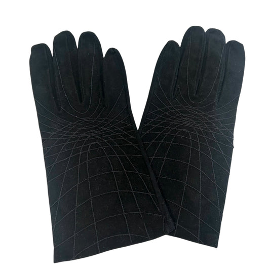 1990s Embroidered Suede Gloves, Size 8 3/4