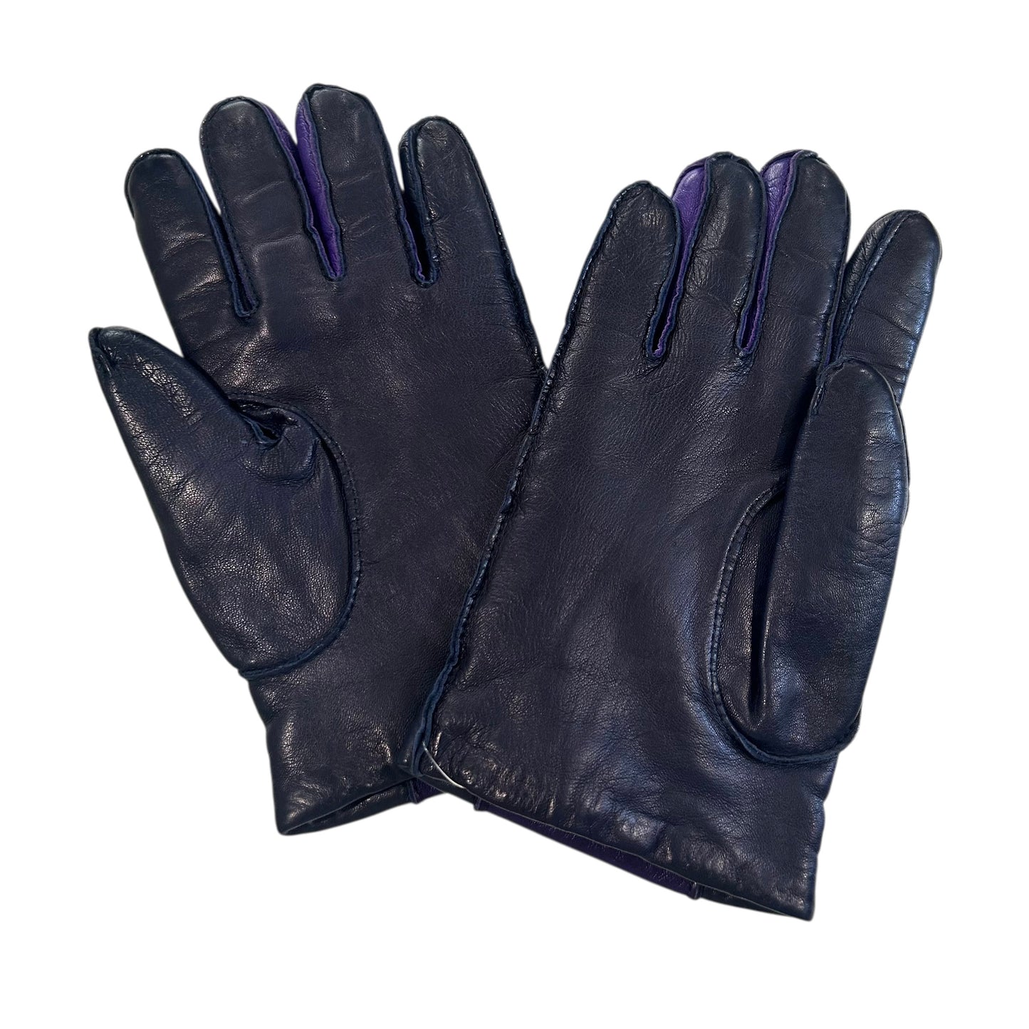 1990s Colorblock Leather Gloves, Size 9