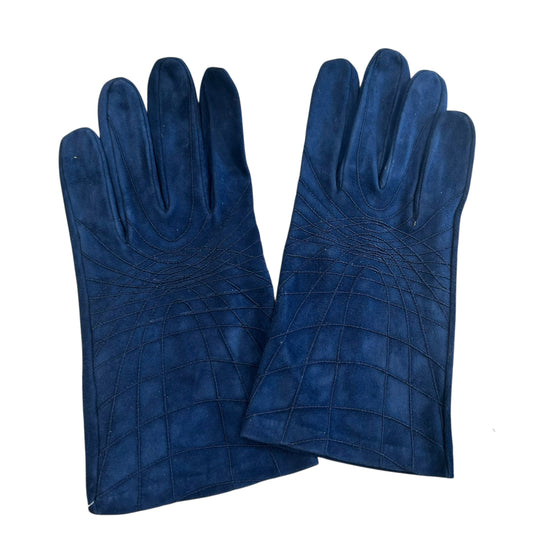 1990s Embroidered Suede Gloves, Size 8 3/4