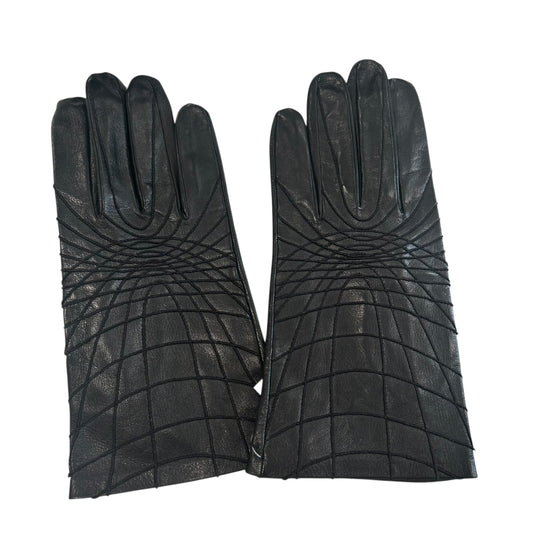 1990s NWOT Embroidered Leather Gloves, Size 8 3/4