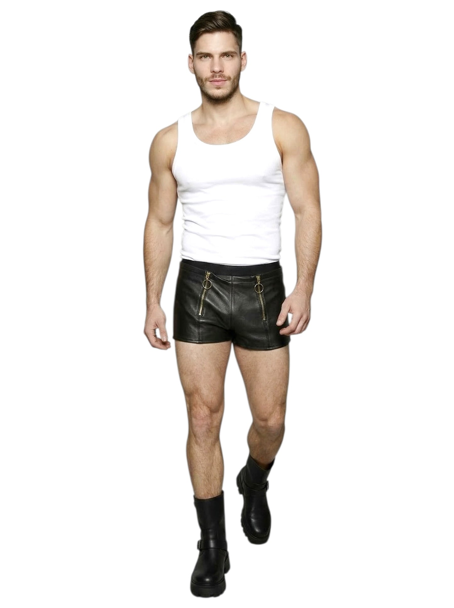1980s Leather Shorts, Waist 32"