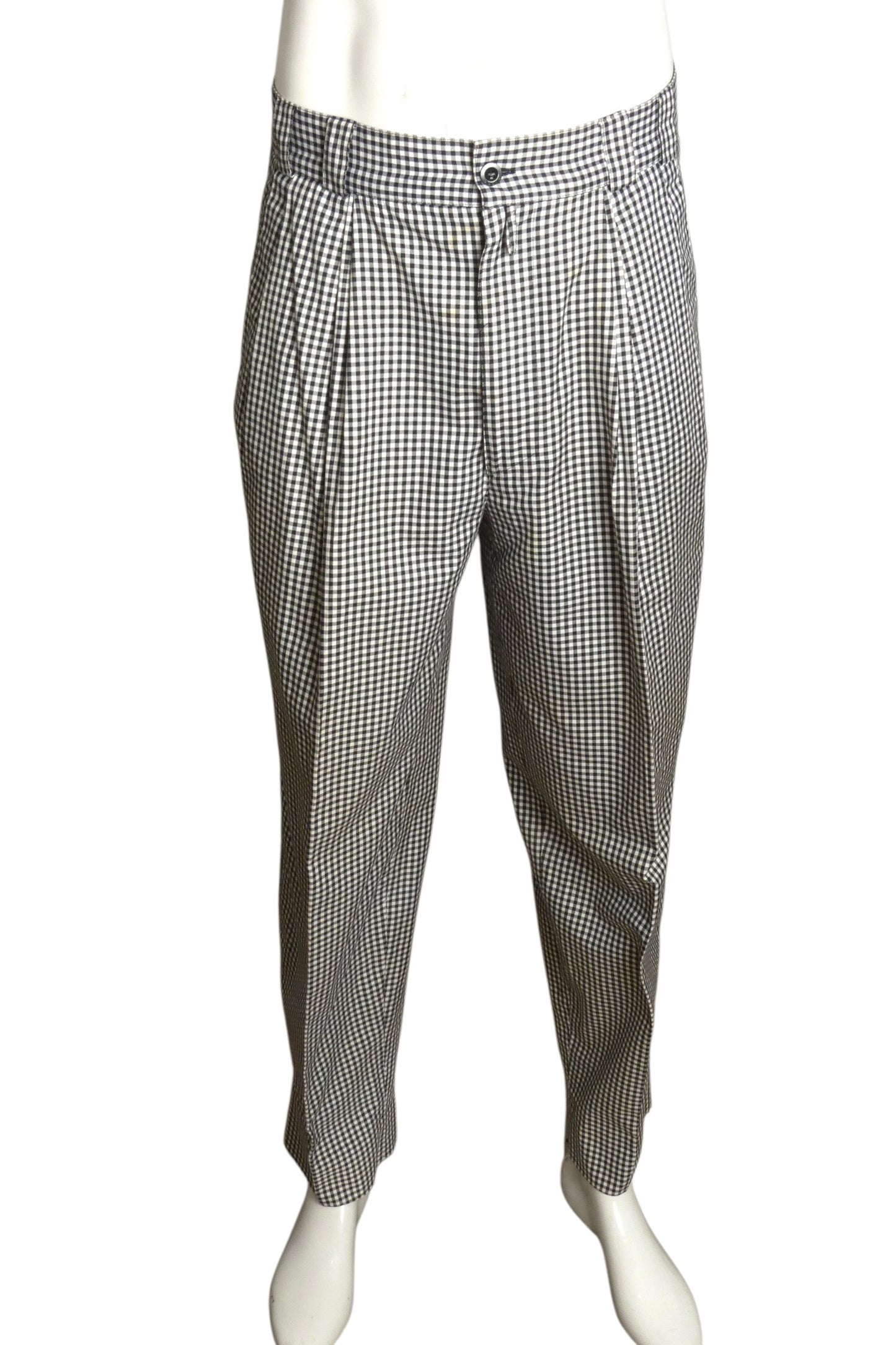 1980s Cotton Plaid Trousers, W-32"