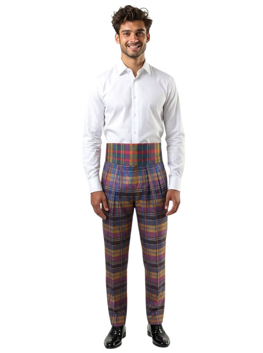 1980s Plaid Pants & Cummerbund, W-32"
