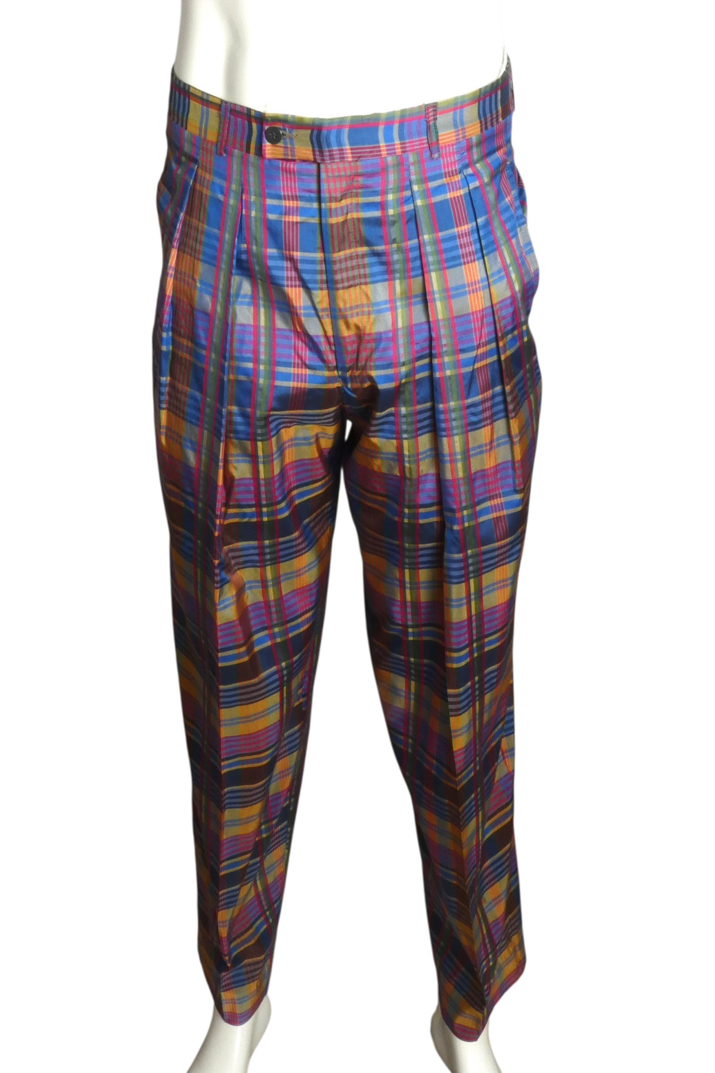 1980s Plaid Pants & Cummerbund, W-32"