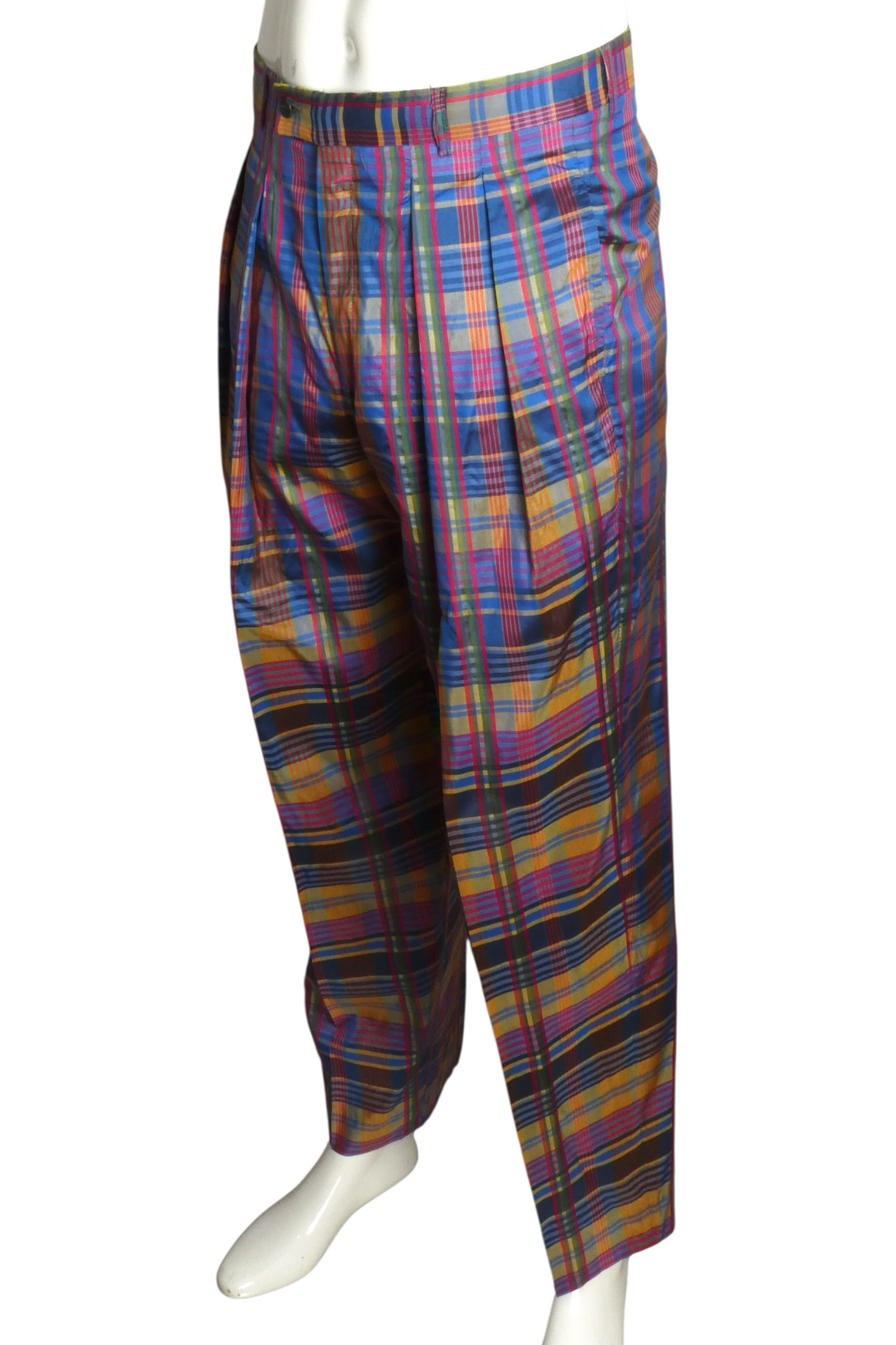 1980s Plaid Pants & Cummerbund, W-32"