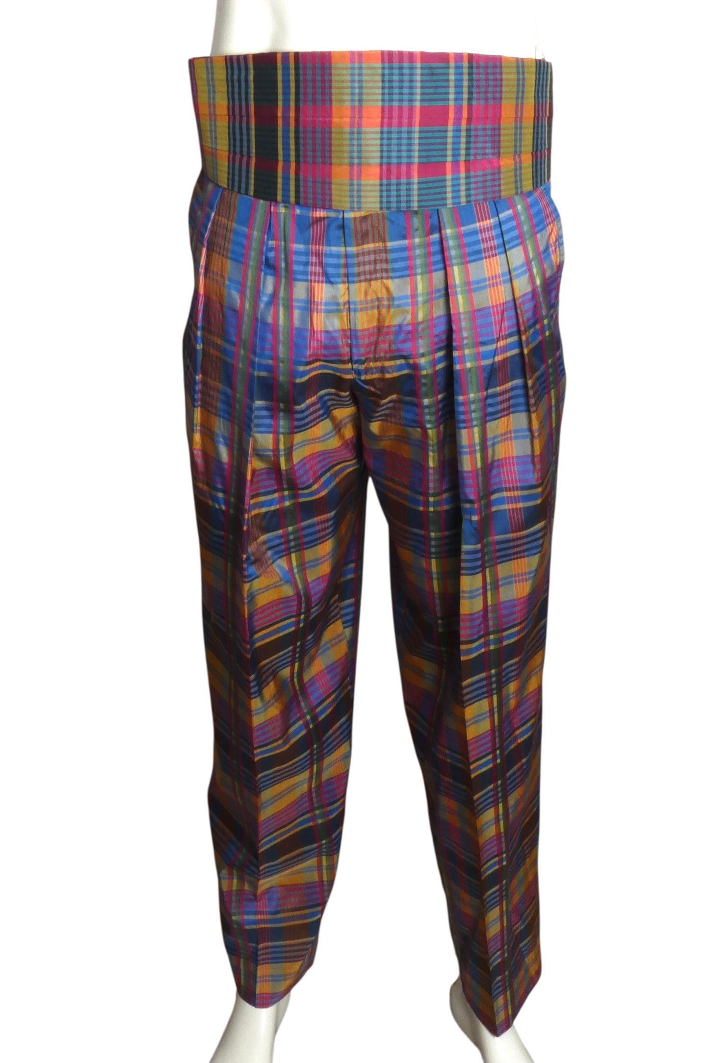 1980s Plaid Pants & Cummerbund, W-32"