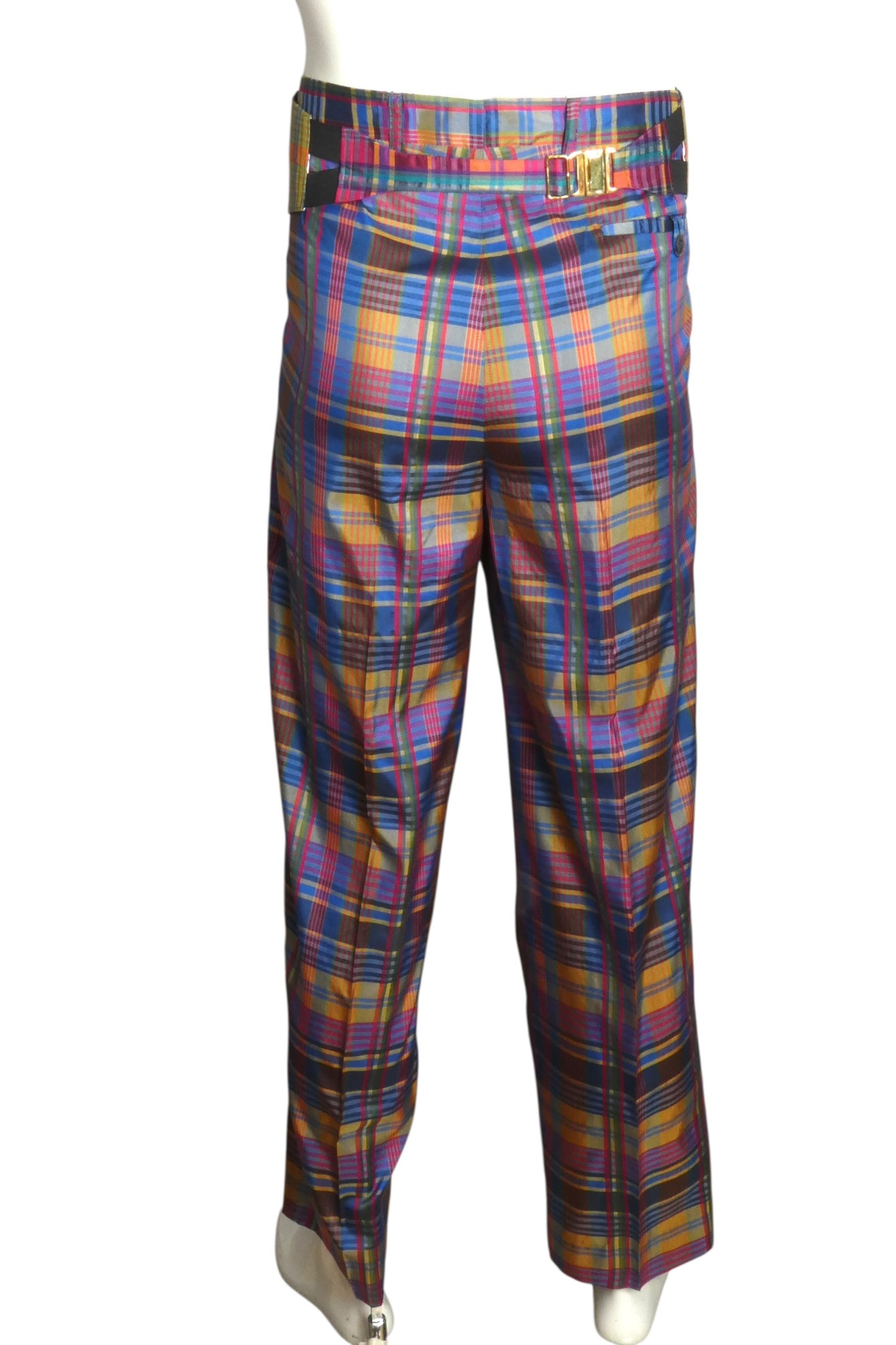 1980s Plaid Pants & Cummerbund, W-32"