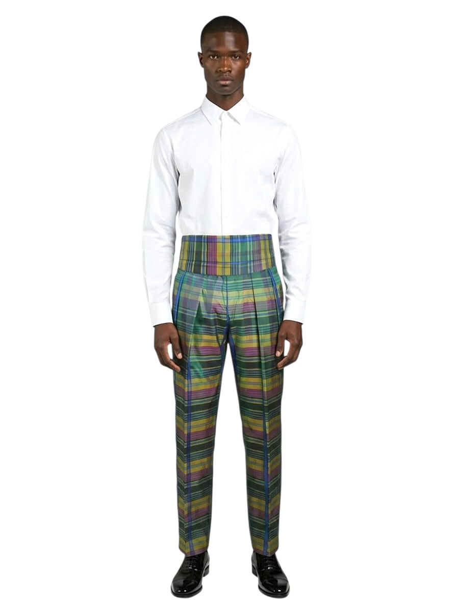 1980s Plaid Pants & Cummerbund, W-32"