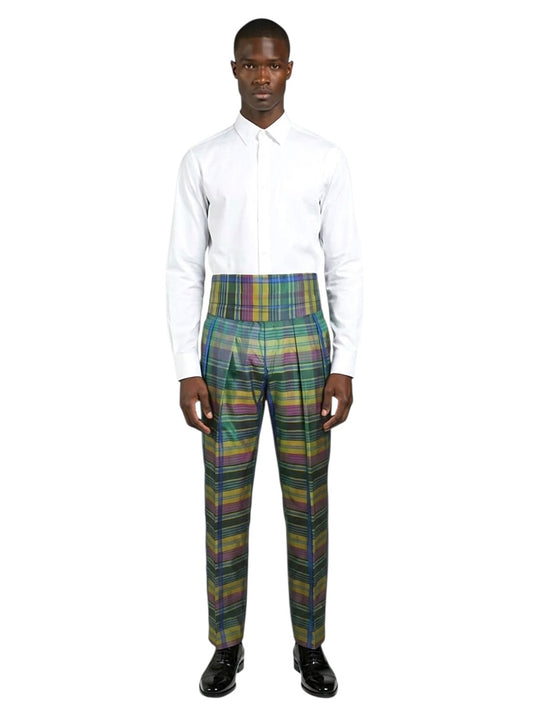 1980s Plaid Pants & Cummerbund, W-32"