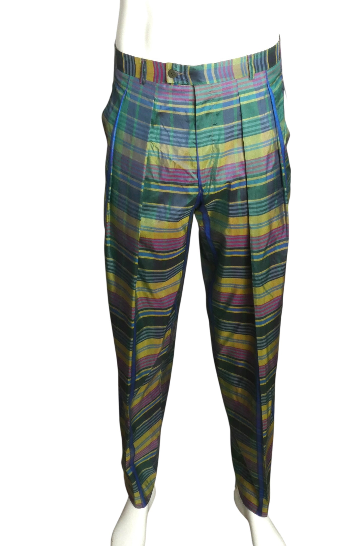 1980s Plaid Pants & Cummerbund, W-32"