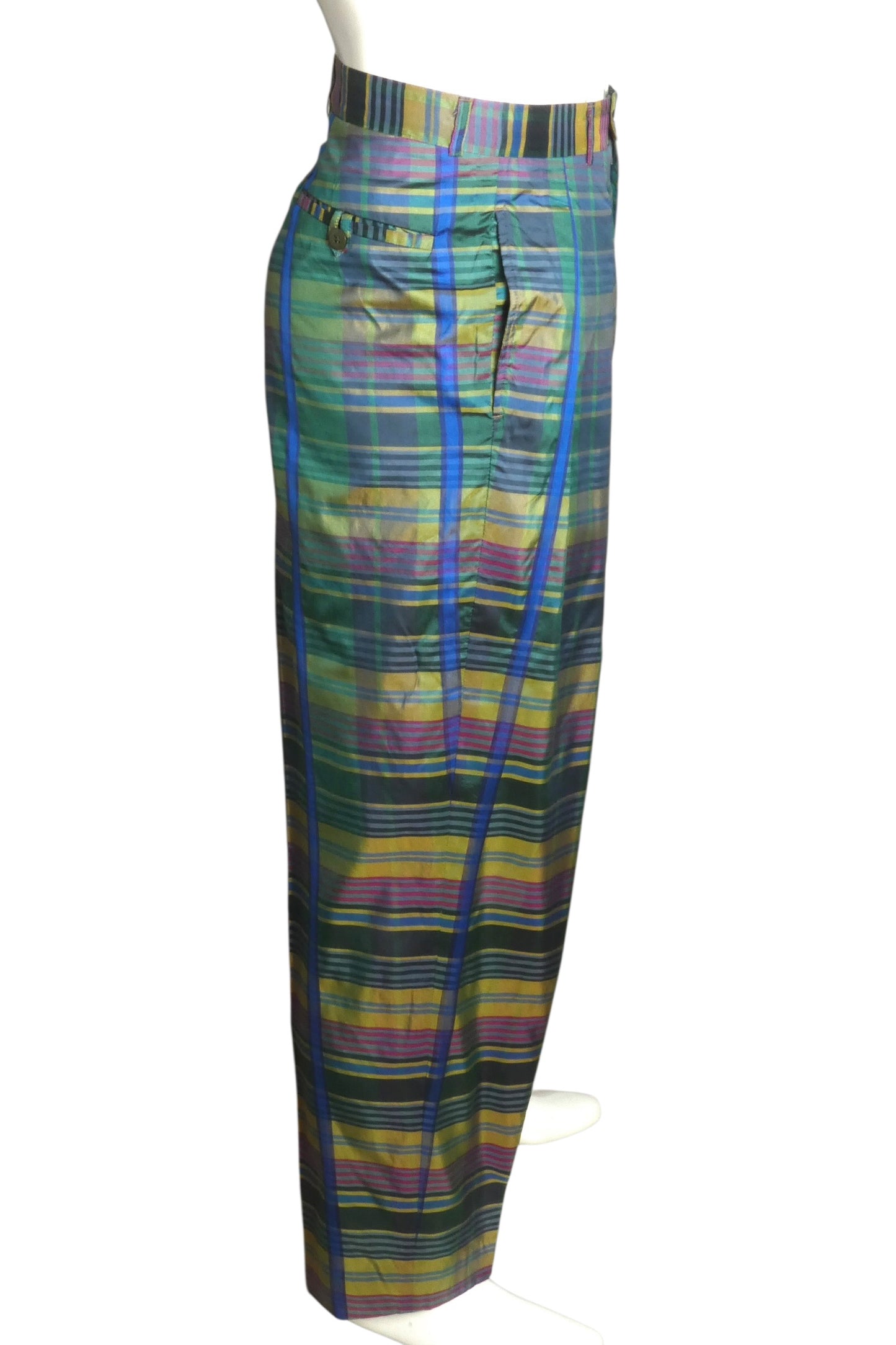 1980s Plaid Pants & Cummerbund, W-32"