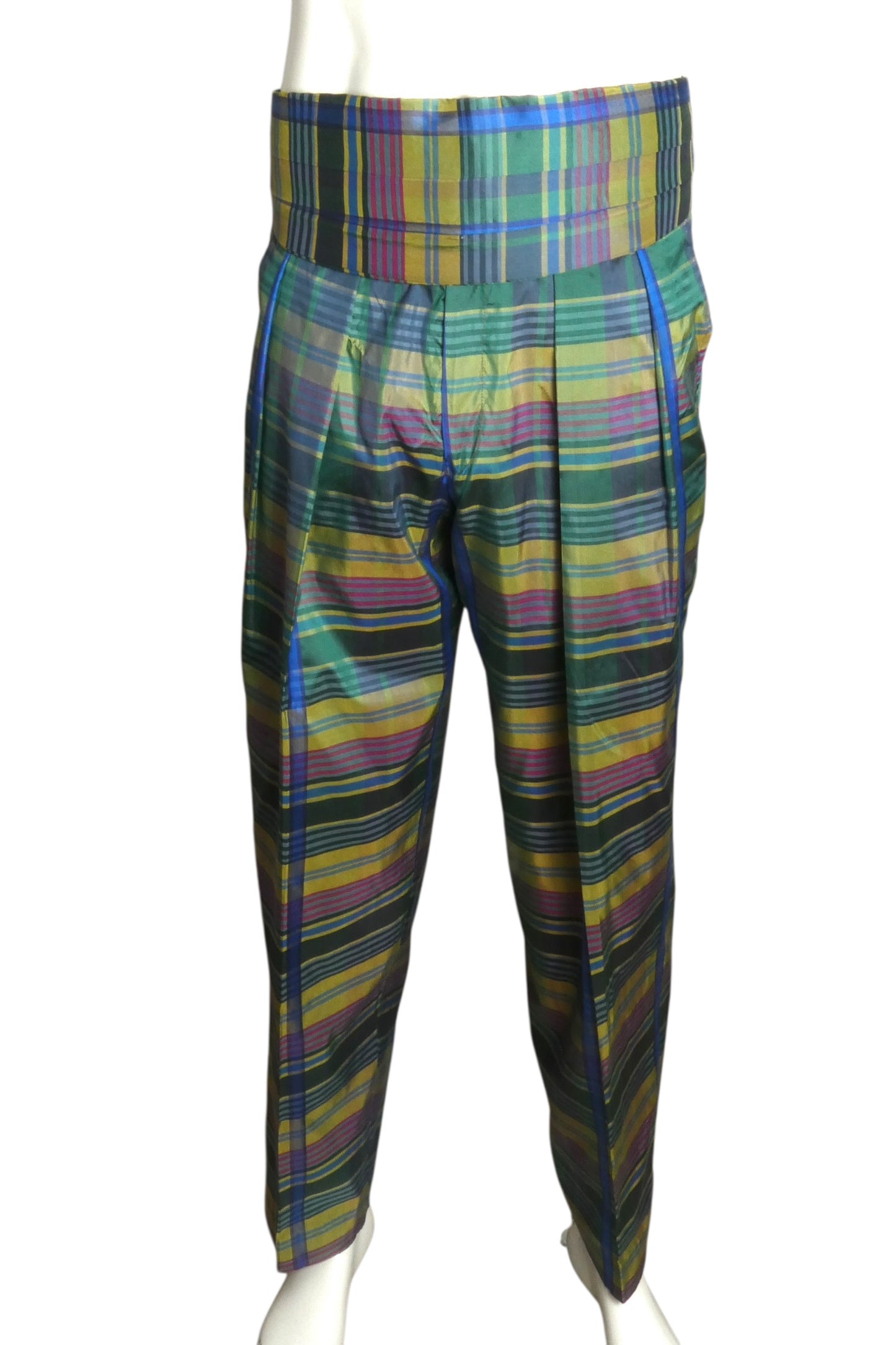1980s Plaid Pants & Cummerbund, W-32"