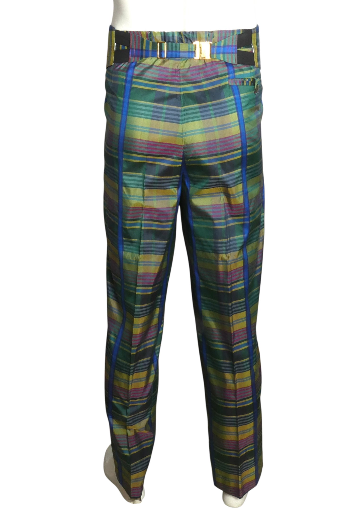 1980s Plaid Pants & Cummerbund, W-32"