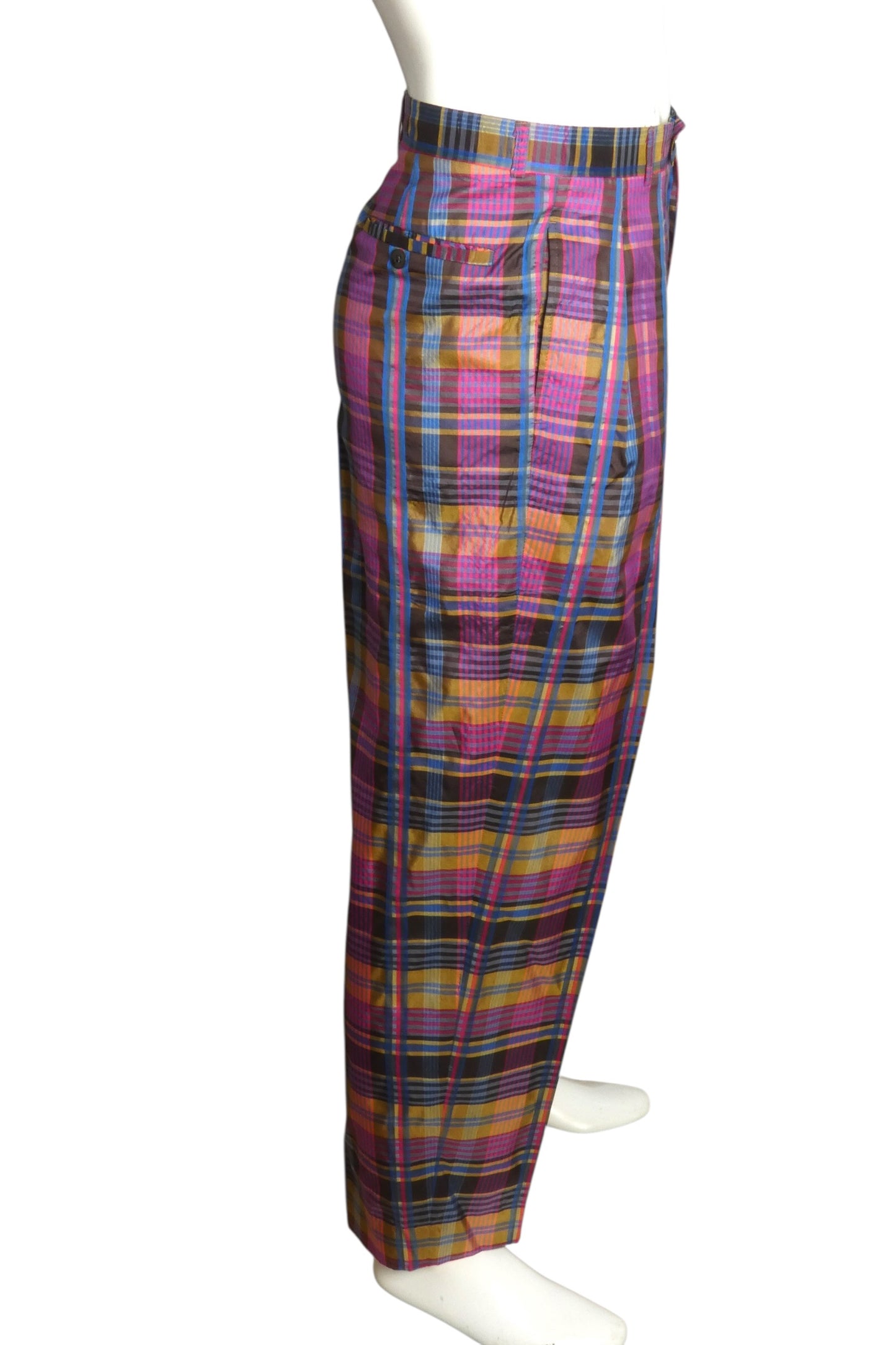 1980s Plaid Pants & Cummerbund, W-32"