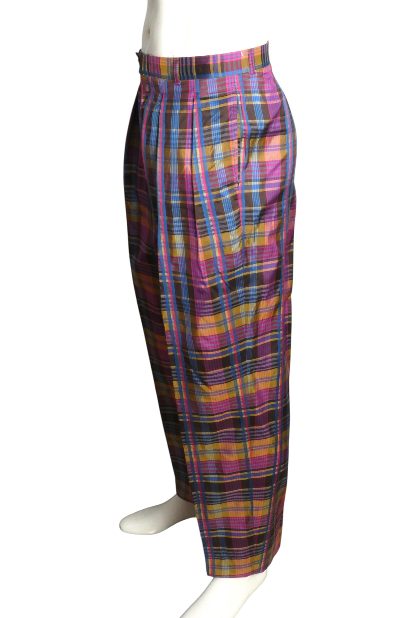 1980s Plaid Pants & Cummerbund, W-32"