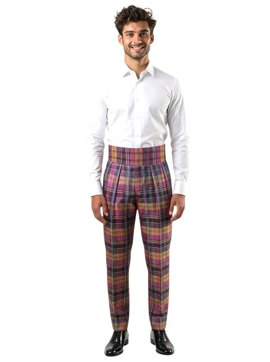 1980s Plaid Pants & Cummerbund, W-32"
